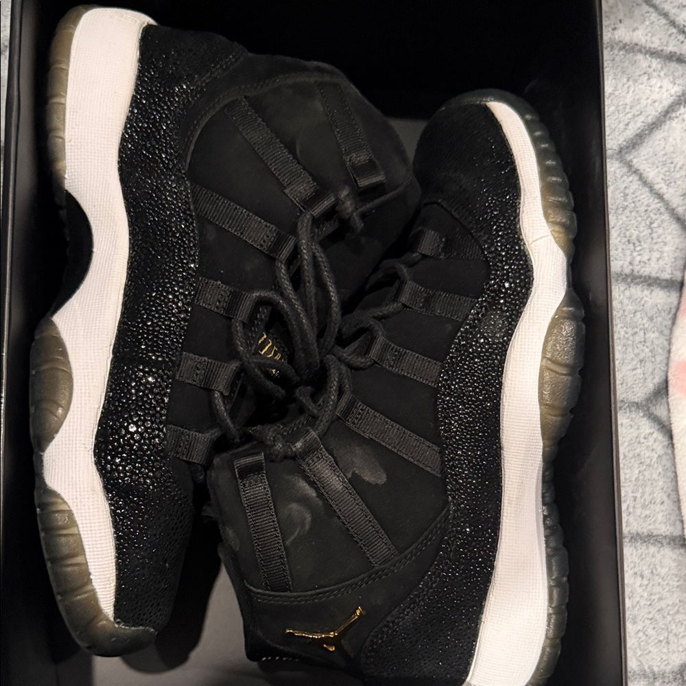 Jordan Black and Gold Women's Sneakers